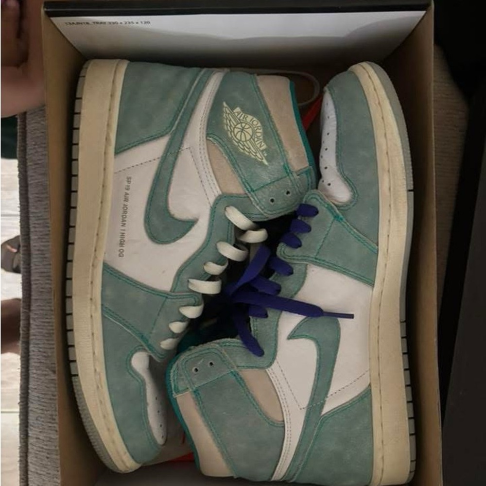 Jordan High OG Teal and Cream Sneakers